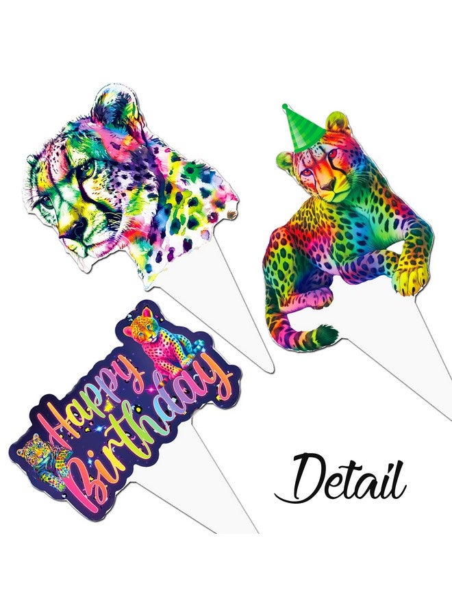 umoni Neon Rainbow Leopard Cupcake Toppers 48Pcs Leopard Birthday Party Decorations Cheetah Print Girl's Party Cake Decorations Leopard Cupcake Picks for Jungle Animals Party Supplies - Image 4