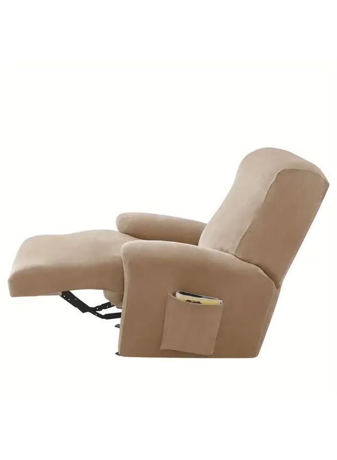 4 قطع غطاء أريكة فوكس الفضي المخملية الممتدة غطاء كامل تصميم مقعد منفصل 8 رمادي داكن - Image 5