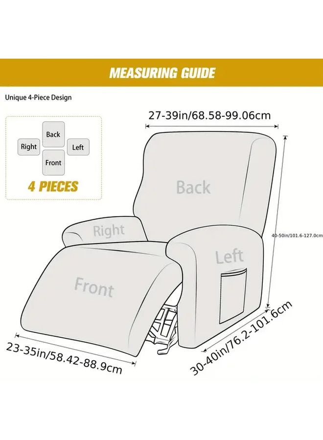 4 قطع غطاء أريكة فوكس الفضي المخملية الممتدة غطاء كامل تصميم مقعد منفصل 8 رمادي داكن - Image 4