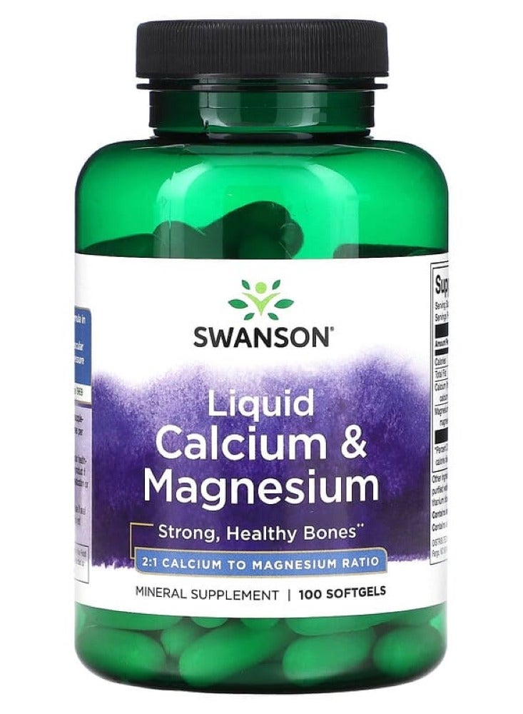 سوانسون كالسيوم ومغنيسيوم سائل 100 كبسولة هلامية