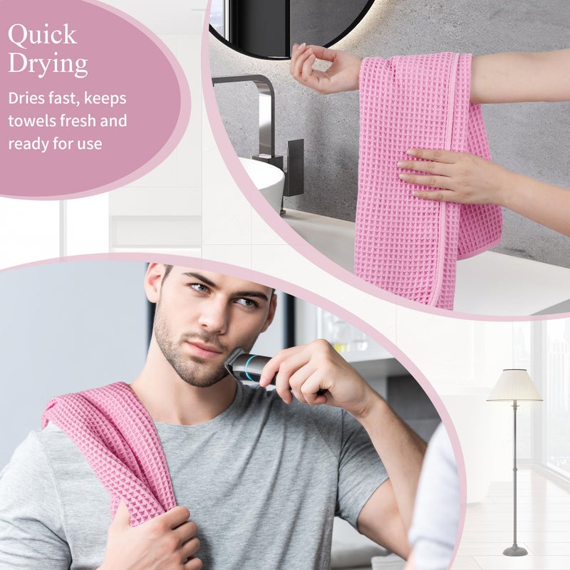 Microfiber Waffle Hand Towels, 4 Pieces, Soft, Absorbent, Fast Drying, Lint Free 430 GSM (Pink) - Image 5