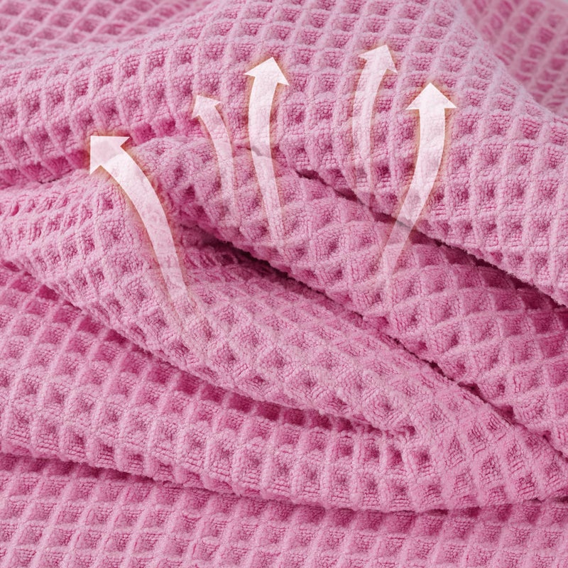 Microfiber Waffle Hand Towels, 4 Pieces, Soft, Absorbent, Fast Drying, Lint Free 430 GSM (Pink) - Image 2
