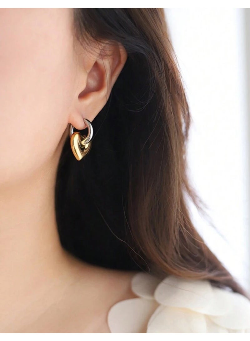 Dangle Charms Elegant Gold & Silver Stainless Steel Earrings For Women - Image 1