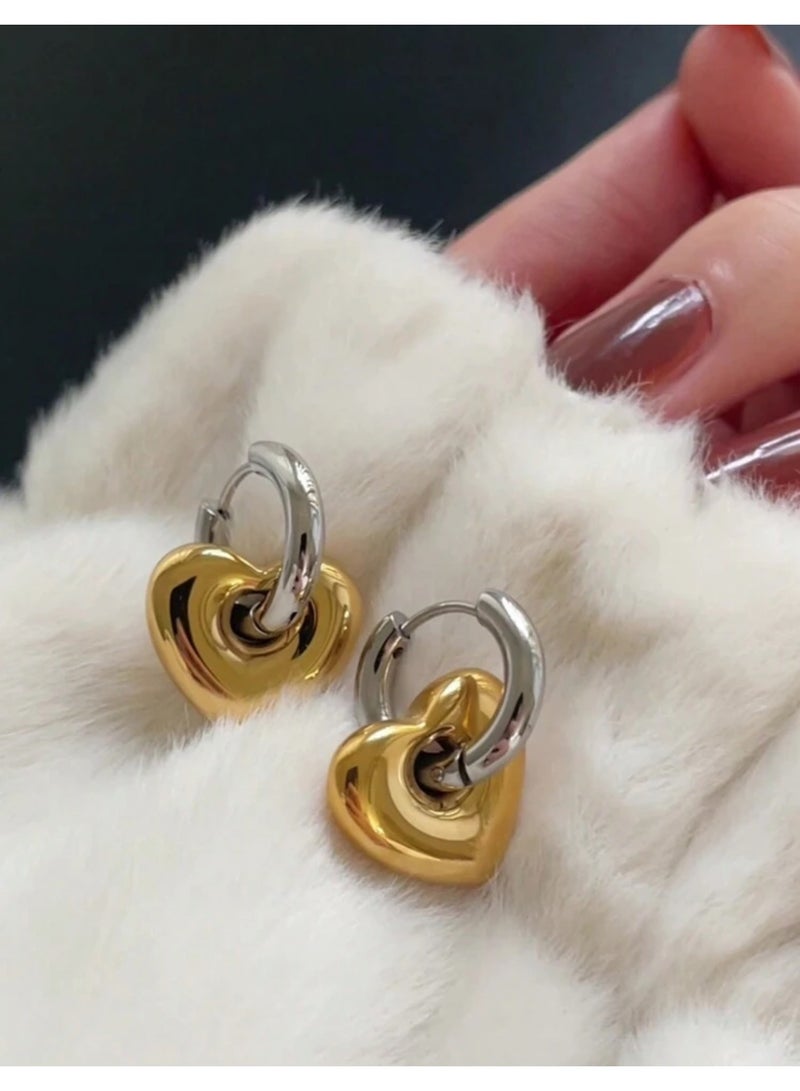 Dangle Charms Elegant Gold & Silver Stainless Steel Earrings For Women - Image 2