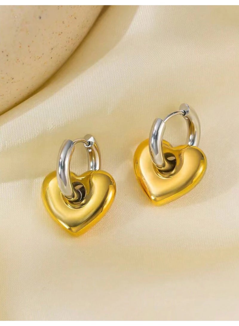 Dangle Charms Elegant Gold & Silver Stainless Steel Earrings For Women - Image 5