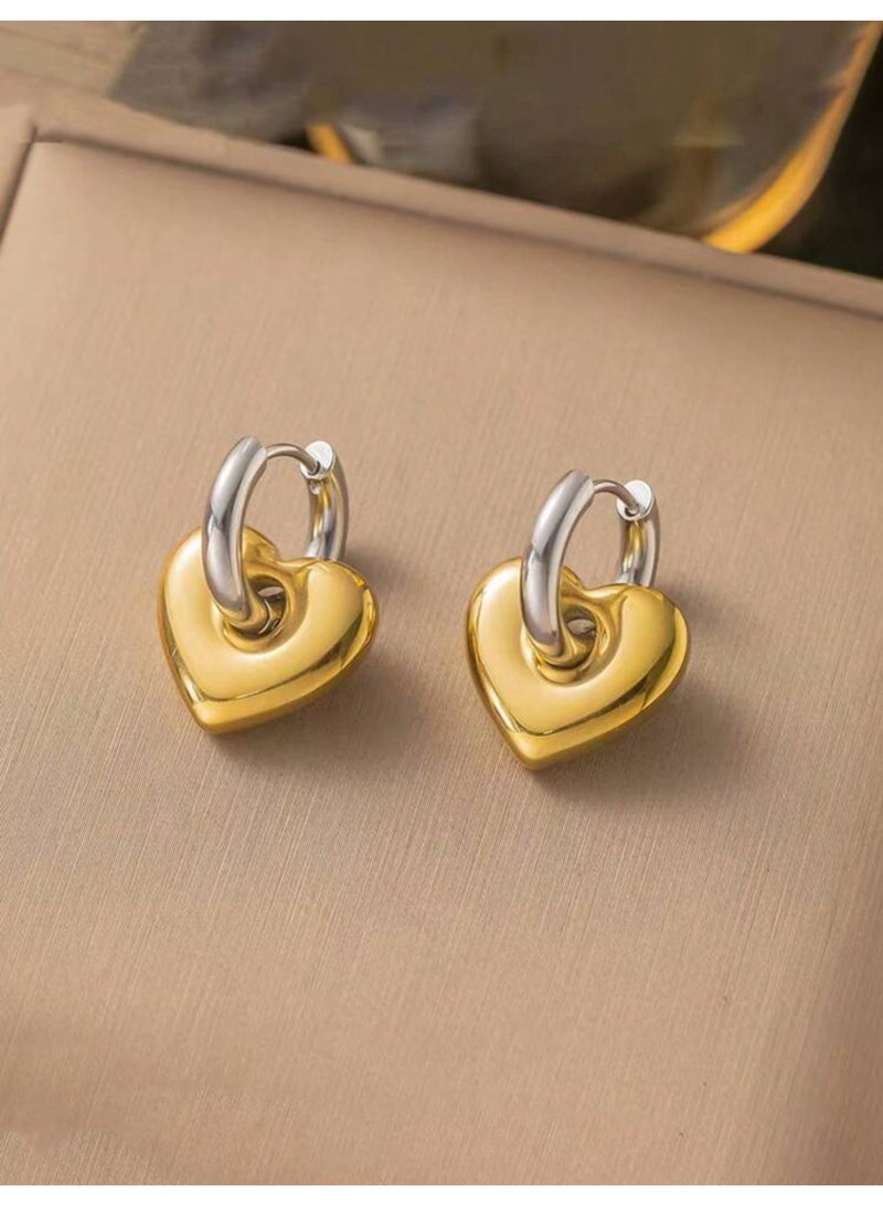 Dangle Charms Elegant Gold & Silver Stainless Steel Earrings For Women - Image 4