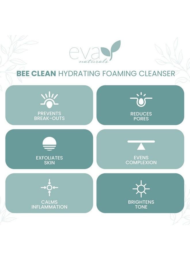 Eva Naturals منظف رغوي مرطب Bee Clean للوجه غير مستفيد يومياً لحب الشباب لجميع أنواع البشرة للبشرة الحساسة والبشرة الجافة والبشرة المعرضة لحب الشباب 6 أونصات سائلة  - Image 4