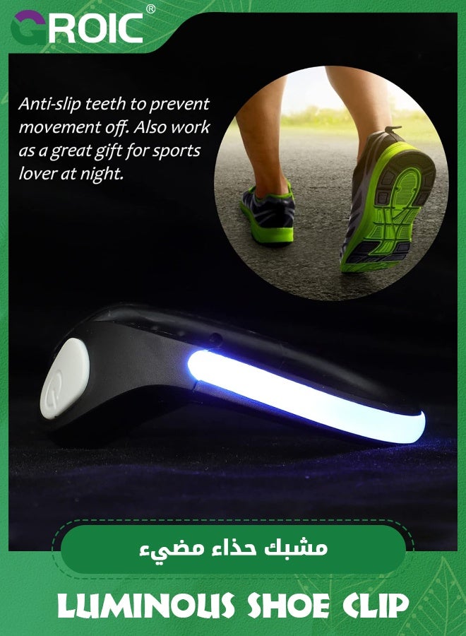 GROIC 2pcs Clip on Running Gear Lights Led Jogging Light Led Flash Shoe Clips Cyclist Safety Light Jogging Safety Lights Led Walking Light Strobe at Night White Shoe Light  - Image 4