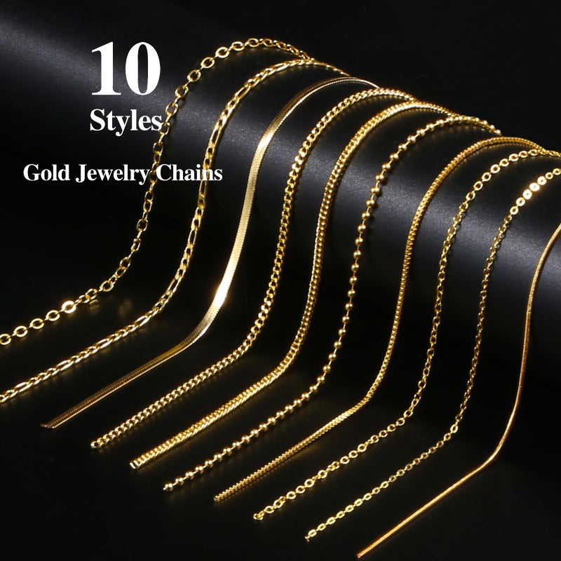 Ecoofor Gold Necklace Chains for Jewelry Making, 75.5 Feet 10 Rolls Jewelry Chains for DIY Necklace Bracelet Jewelry Making with Jump Rings/Lobster Clasps/Connectors - Image 2