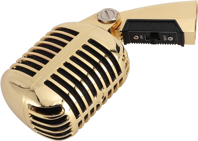 ANGGREK Vintage Dynamic Microphone, Zinc Alloy, High Signal Output, Retro Design, Ideal for Stage Performances and Studios (Gold) - Image 3
