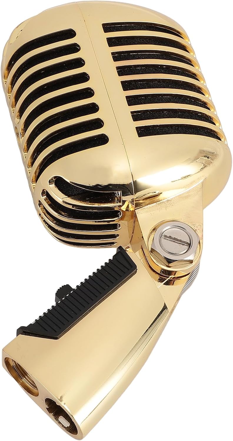 ANGGREK Vintage Dynamic Microphone, Zinc Alloy, High Signal Output, Retro Design, Ideal for Stage Performances and Studios (Gold) - Image 1