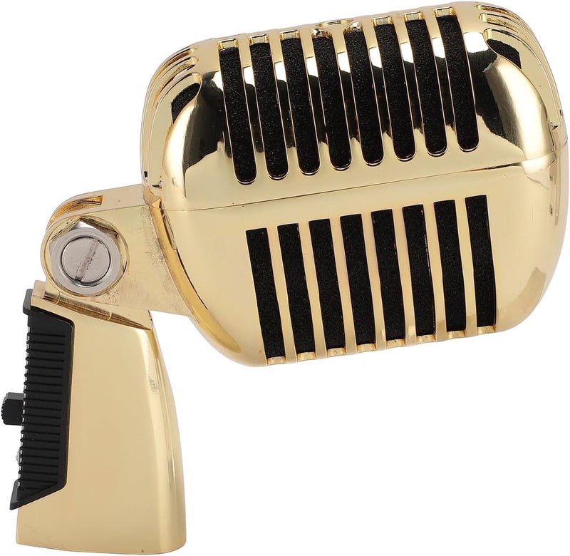 ANGGREK Vintage Dynamic Microphone, Zinc Alloy, High Signal Output, Retro Design, Ideal for Stage Performances and Studios (Gold) - Image 4