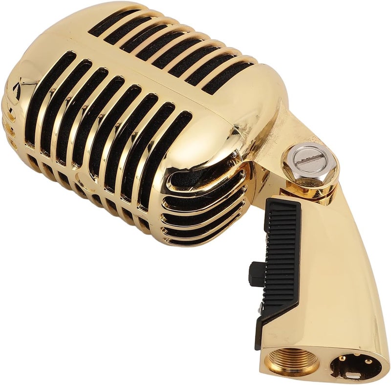 ANGGREK Vintage Dynamic Microphone, Zinc Alloy, High Signal Output, Retro Design, Ideal for Stage Performances and Studios (Gold) - Image 5