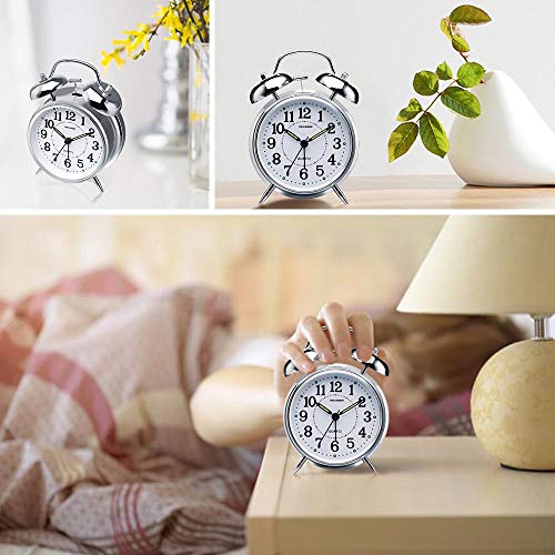 Peakeep 4 inches Twin Bell Loud Alarm Clock for Heavy Sleepers (Chrome Finish) - Image 5