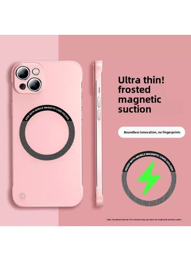 For Apple 16 Matte Borderless Magnetic Magsafe Phone Case IPhone15pro Ultra-thin PC Protective Case-Color:Girl Powder-Applicable Model:iPhone14PRO MAX  - Image 1