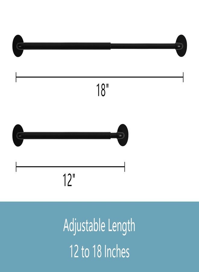 TYRON TYRON 2 Pack Magnetic Curtain Rod for Door Adjustable 12-18 Inch, 3/8 in. Diameter, Curtain Rods No Drilling, Small Front Door Magnetic Curtain Rods(Black) - Image 2