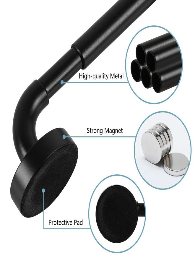 TYRON TYRON 2 Pack Magnetic Curtain Rod for Door Adjustable 12-18 Inch, 3/8 in. Diameter, Curtain Rods No Drilling, Small Front Door Magnetic Curtain Rods(Black) - Image 4