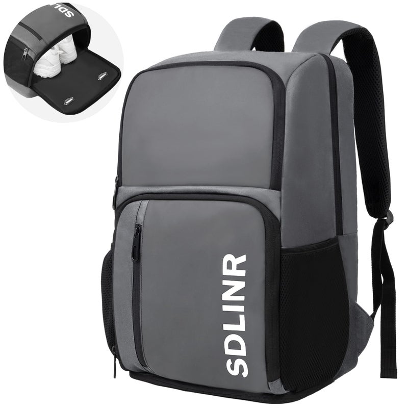 SDLINR Pickleball Bag Fits 4 to 10 Paddles, Large Pickleball Backpack with Shoe Compartment and Fence Hook, Pickle ball Gifts for Men Women (Gray) - Image 1