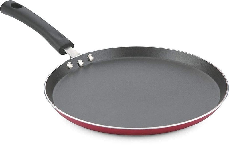 RJ kitchenware Store Select Non-Stick Cookware Dosa Tawa with Induction Base,Long Handle, Virgin Grade Aluminium, /Heavy Metals Free, 4mm Thickness, Pearl Red 3 Layers Tawa - Image 1