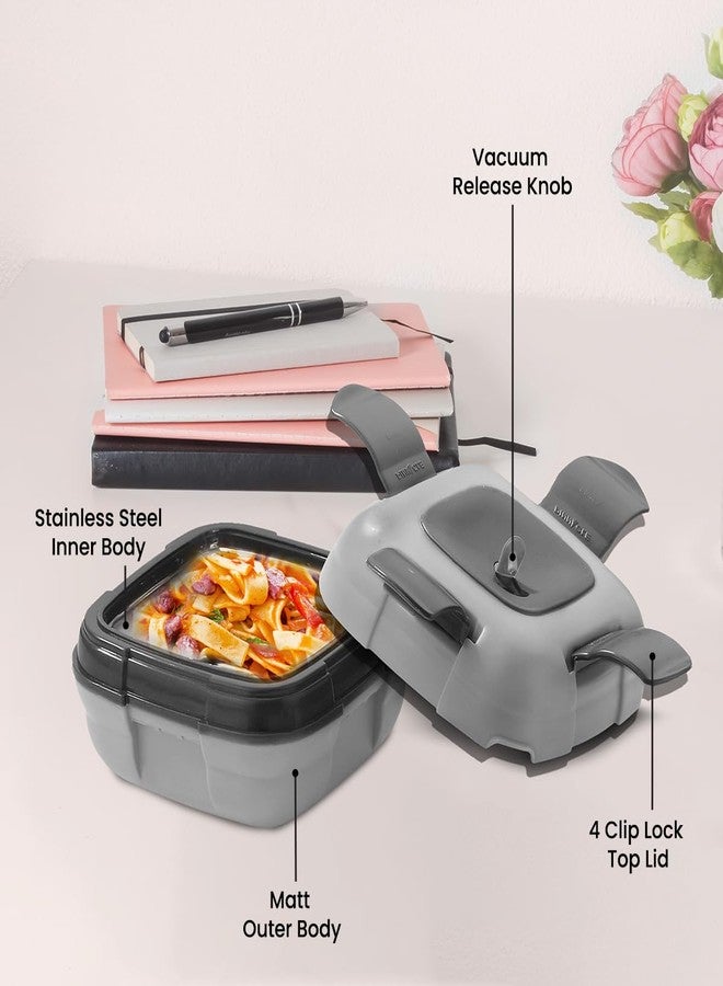بيناكل علبة غداء معزولة مانعة للتسرب من بيناكل للأطفال/الكبار - علبة غداء حرارية من الفولاذ المقاوم للصدأ للمدرسة، طقم من مقاسين (رمادي، 16-32 أونصة) - Image 3