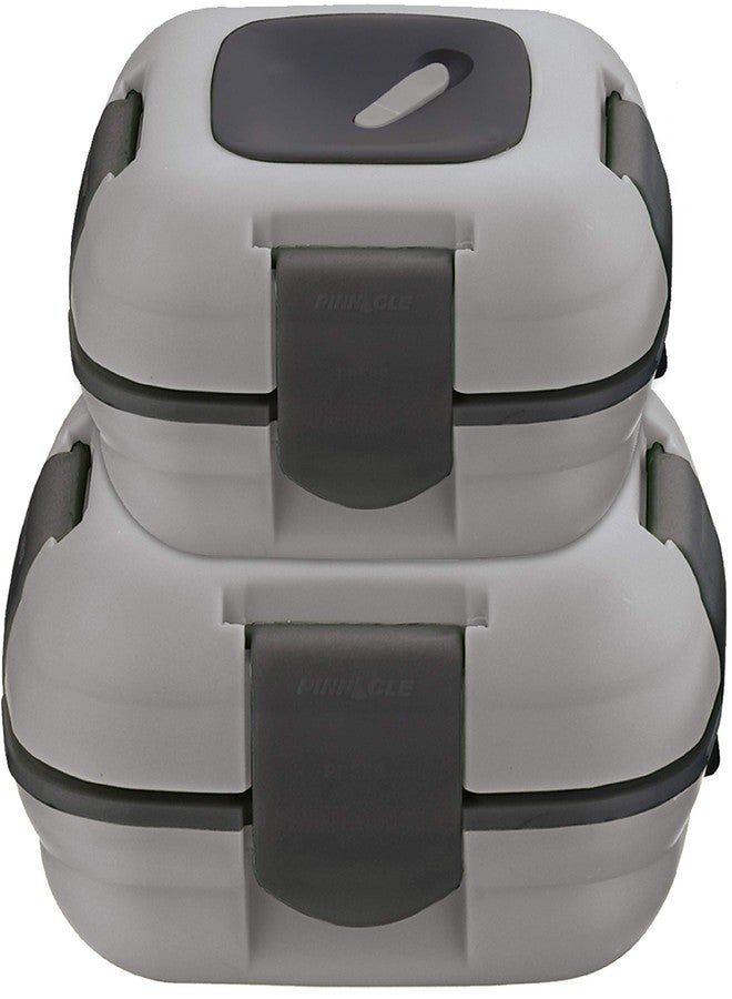 بيناكل علبة غداء معزولة مانعة للتسرب من بيناكل للأطفال/الكبار - علبة غداء حرارية من الفولاذ المقاوم للصدأ للمدرسة، طقم من مقاسين (رمادي، 16-32 أونصة) - Image 1