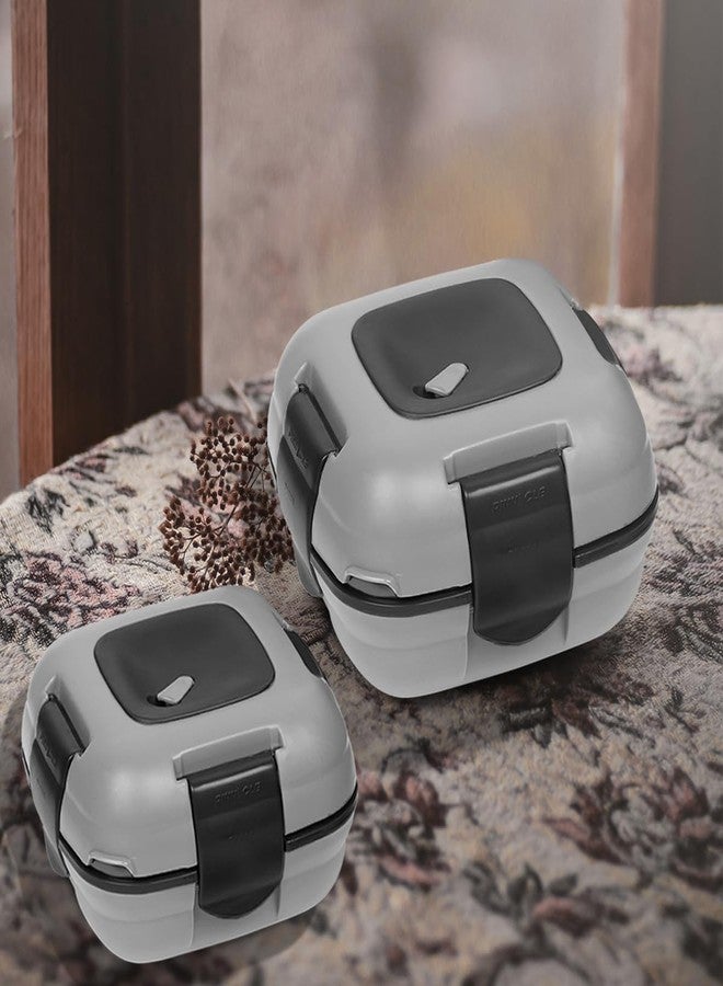 بيناكل علبة غداء معزولة مانعة للتسرب من بيناكل للأطفال/الكبار - علبة غداء حرارية من الفولاذ المقاوم للصدأ للمدرسة، طقم من مقاسين (رمادي، 16-32 أونصة) - Image 5