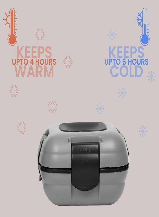 بيناكل علبة غداء معزولة مانعة للتسرب من بيناكل للأطفال/الكبار - علبة غداء حرارية من الفولاذ المقاوم للصدأ للمدرسة، طقم من مقاسين (رمادي، 16-32 أونصة) - Image 2