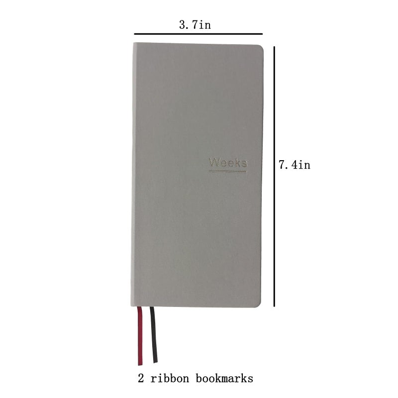 receip Undated Weekly Planner Notebook Pocket Organizer Appointment Book Journal Notebook A6 Week Plan Notepad (Light Grey with cover) - Image 2