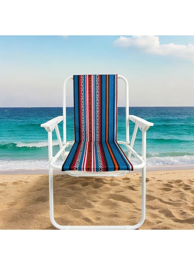 كرسي صحراوي | كرسي تخييم خفيف الوزن قابل للطي | كرسي خارجي محمول من البوليستر بإطار فولاذي | تصميم متين وسهل الحمل، مقاوم للرمال، مثالي للنزهات والمشي لمسافات طويلة والسفر | كرسي صغير الحجم قابل للطي للشاطئ والحديقة والفعاليات الرياضية - Image 3