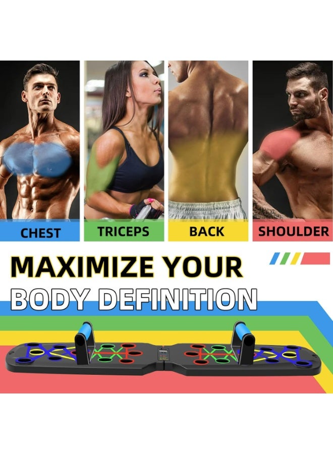 Oasisgalore Foldable Non-Slip Push Up Board with Resistance Bands, Home Gym Equipment for Chest Back Abs, Strength Training Fitness System for Men Women Gift - Image 2