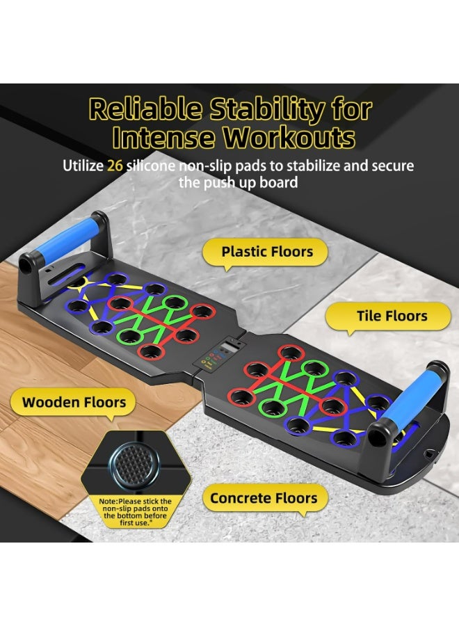 Oasisgalore Foldable Non-Slip Push Up Board with Resistance Bands, Home Gym Equipment for Chest Back Abs, Strength Training Fitness System for Men Women Gift - Image 4