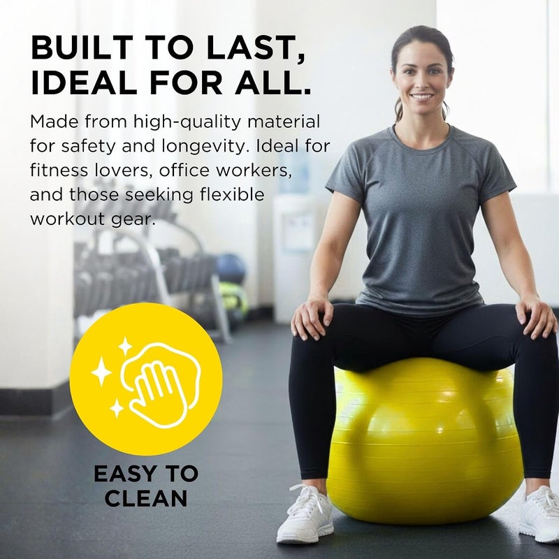 THERABAND Standard Exercise Ball - 45 cm Diameter, Yellow for Core Strength and Stability Training - Image 3