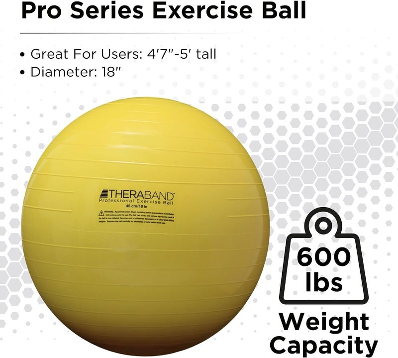 THERABAND Standard Exercise Ball - 45 cm Diameter, Yellow for Core Strength and Stability Training - Image 2