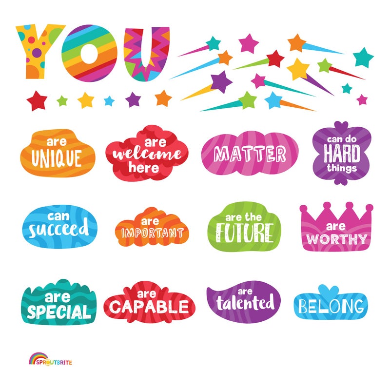 Sproutbrite Classroom Must Have Bulletin Board Signs for Decorating Classrooms Decorations & Decor (Bright Affirmations) - Image 1