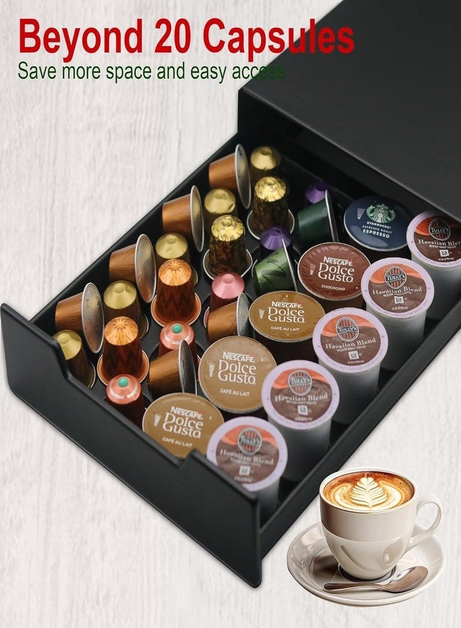 WORBIC درج حامل كبسولات قهوة WORBIC K Cup، منظم بسعة 20 كبسولة، لتخزين كبسولات Nespresso Originaline و Dolce Gusto، أسود - Image 5