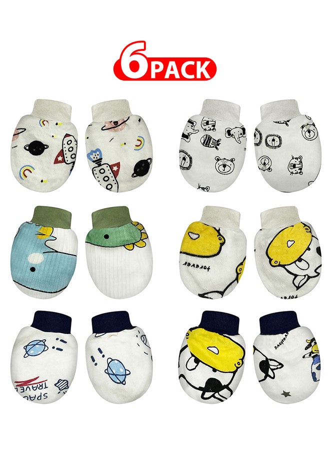 MARGOUN 6 Packs Newborn Baby Mittens Anti Scratch Baby Mittens No Scratch Mittens Baby Gloves for 0-6 Months Boys Girls Multicolour  - Image 1