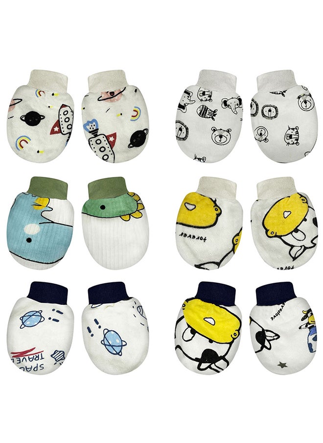 MARGOUN 6 Packs Newborn Baby Mittens Anti Scratch Baby Mittens No Scratch Mittens Baby Gloves for 0-6 Months Boys Girls Multicolour  - Image 2