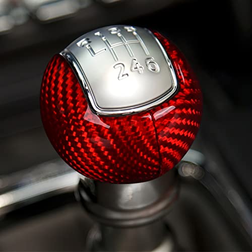 AIRSPEED for Mustang Gear Shift Knob Cover Carbon Fiber Interior Accessories Sticker for Ford Mustang 2015 2016 2017 2018 2019 2020 2021 2022 2023 Manual, Red - Image 5