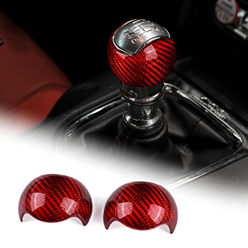 AIRSPEED for Mustang Gear Shift Knob Cover Carbon Fiber Interior Accessories Sticker for Ford Mustang 2015 2016 2017 2018 2019 2020 2021 2022 2023 Manual, Red - Image 1