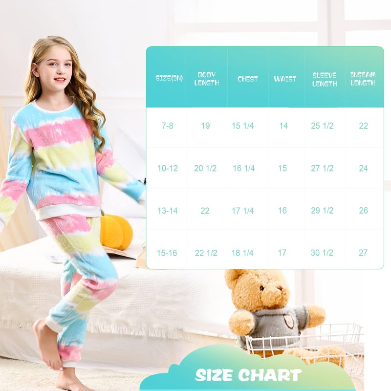V.&GRIN Girls Fleece Pajamas, Soft Cozy Pullover Sweatshirt Pants Set for Kids 7-16 Years(Little Bear 10-12) - Image 5
