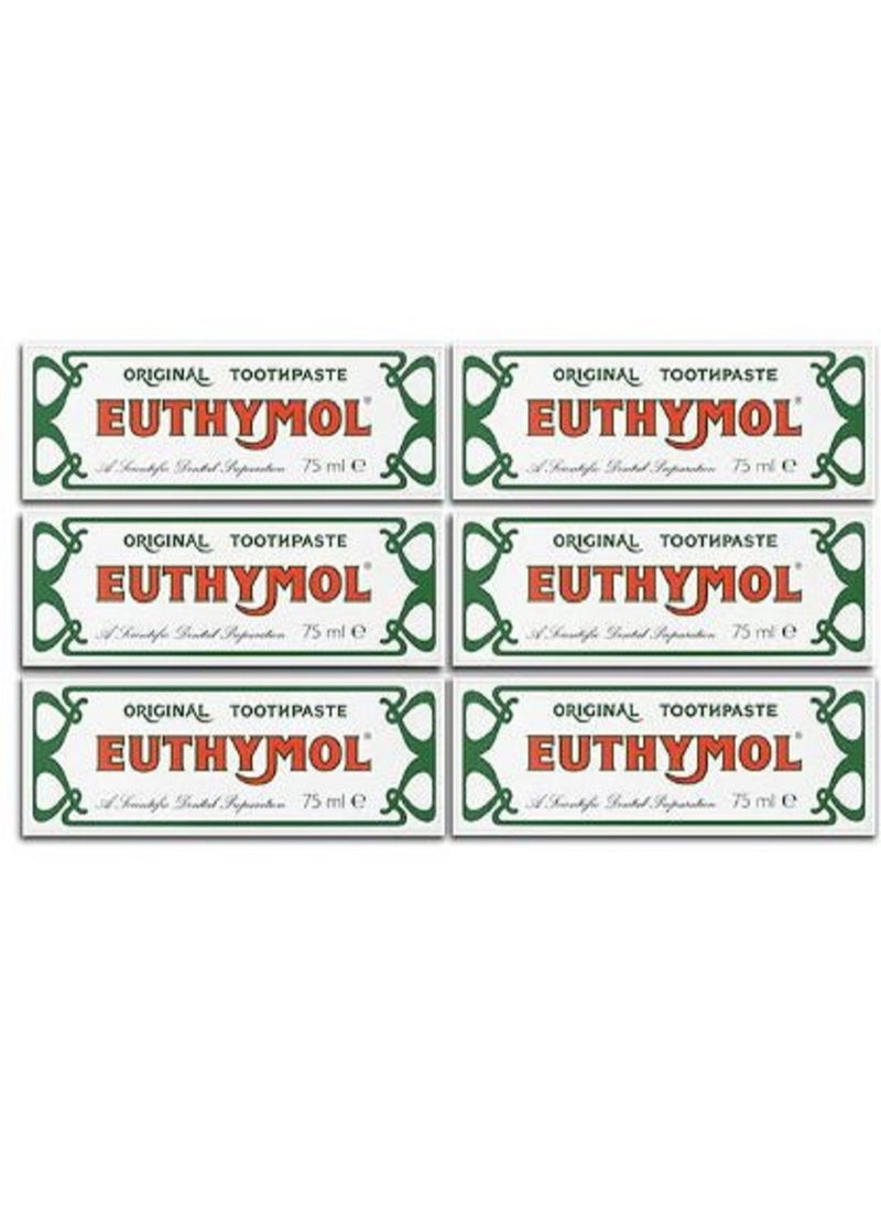 Euthymol Pack Of 6 Original Toothpaste 6 x 75ml 