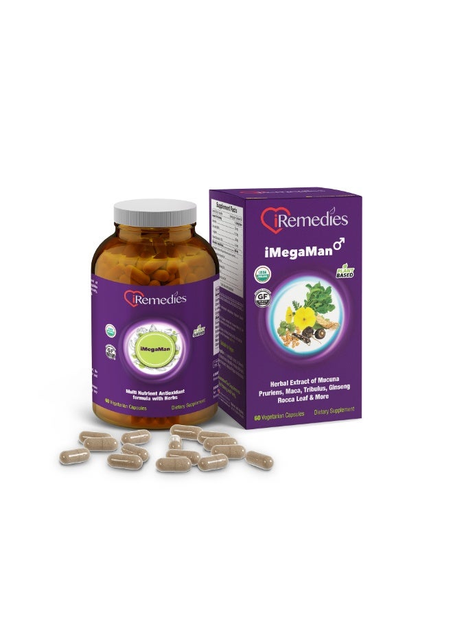 iRemedies iMegaMan – Men's Multivitamin with Essential Nutrients for Energy, Muscle, and Immune Support – 60 Capsules - Image 1