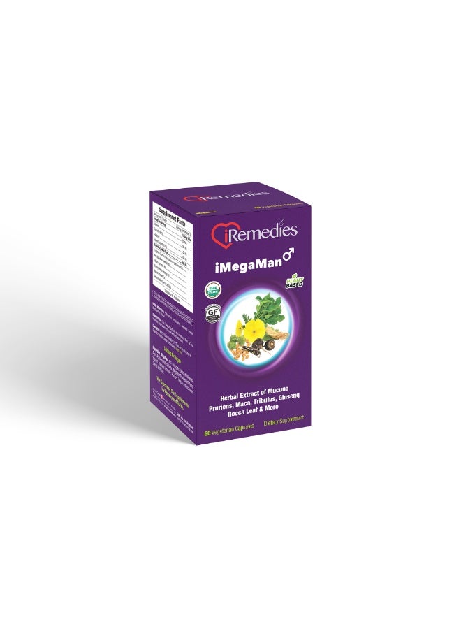 iRemedies iMegaMan – Men's Multivitamin with Essential Nutrients for Energy, Muscle, and Immune Support – 60 Capsules - Image 2