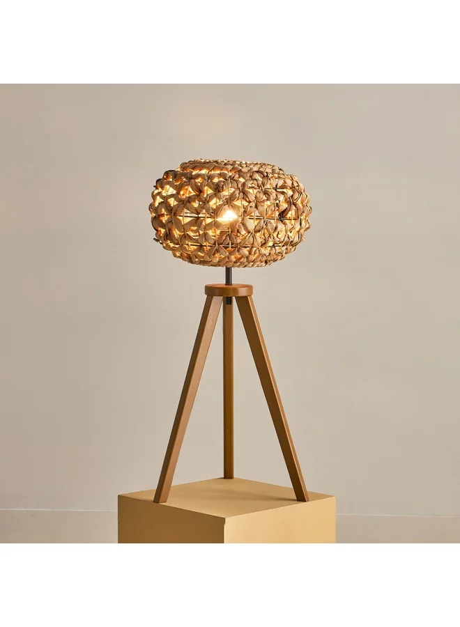 Home Box Collett E27 Wooden Tripod Table Lamp with Sea Grass Shade 36 x 36 x 70 cm