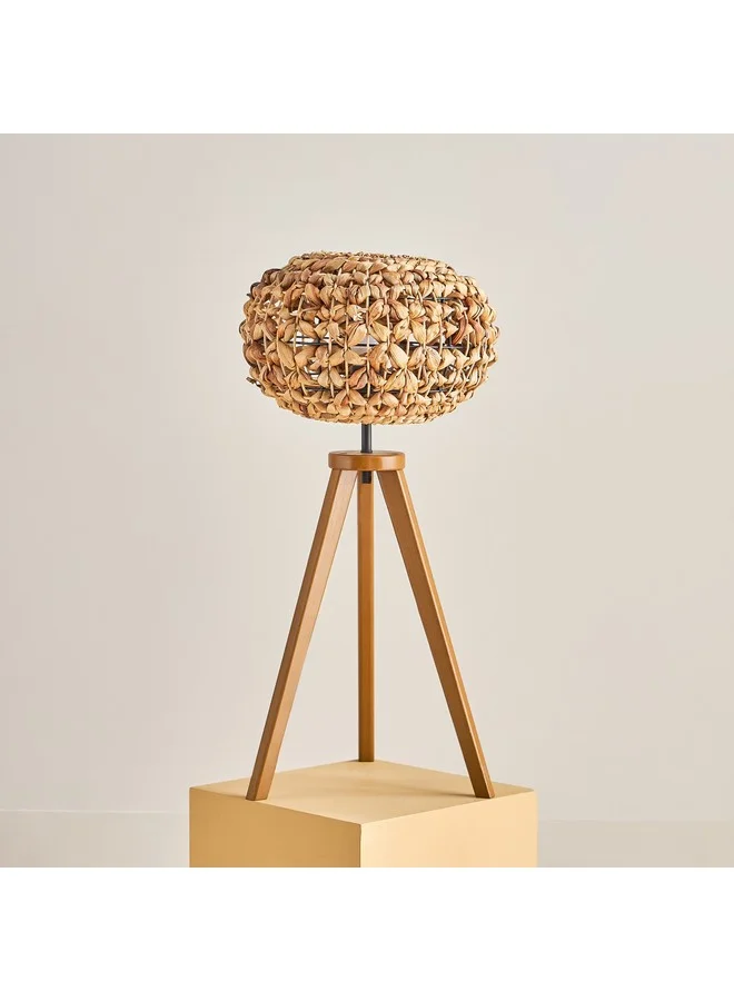 Home Box Collett E27 Wooden Tripod Table Lamp with Sea Grass Shade 36 x 36 x 70 cm