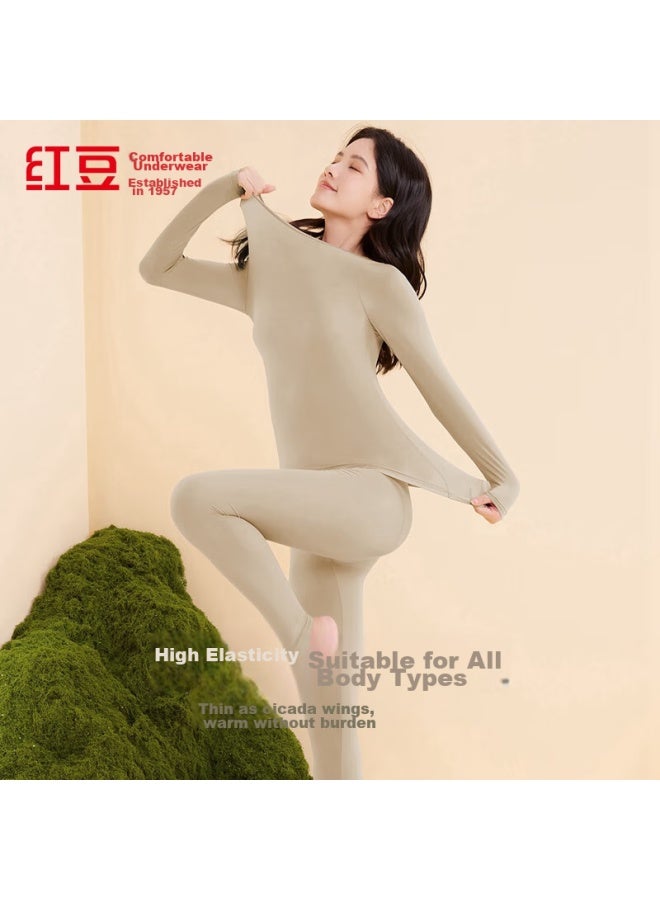 hongdou Hongdou Women's 7a Antibacterial Ultra-thin Invisible Hyaluronic Acid Base Layer Top And Bottom Set For Autumn  - Image 3