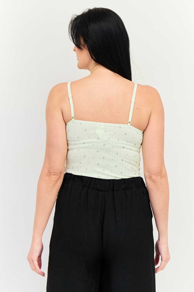 Lefties Women Floral Sleeveless Seamless Bodysuit, Multicolor - Image 3