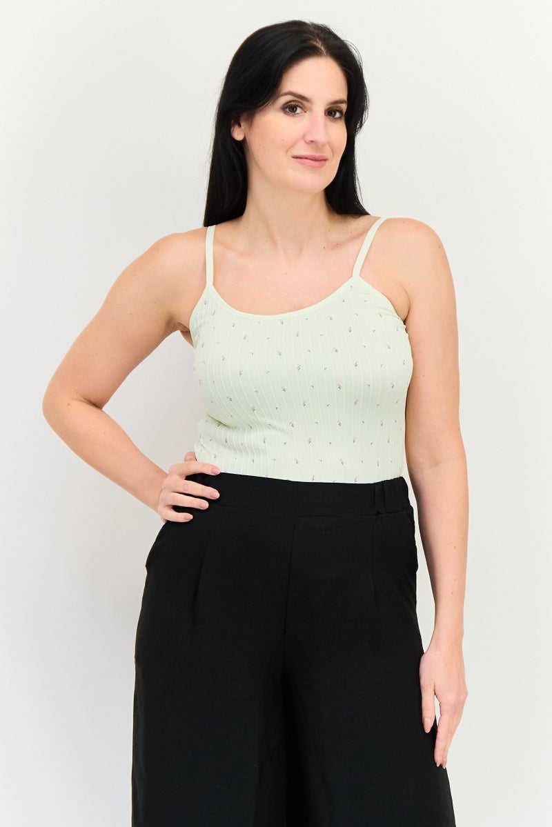 Lefties Women Floral Sleeveless Seamless Bodysuit, Multicolor - Image 1