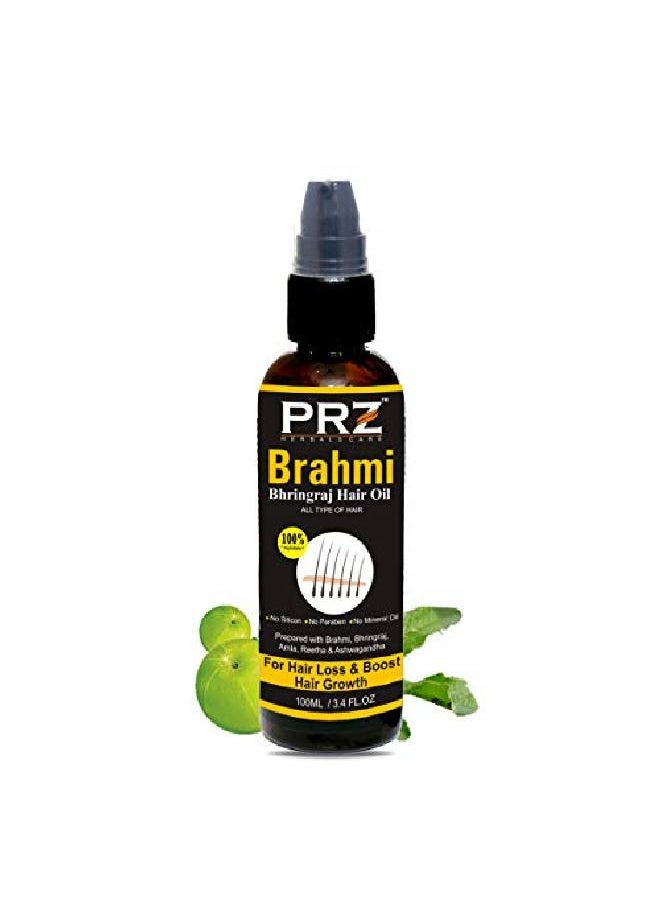PRZ Brahmi BHRINGRAJ Hair Oil For Unisex (100 ML) ALL TYPE OF HAIR ALL TYPE OF HAIR For Hair Loss & BoParabens No Mineral Oil No Silicon Oil No Chemicals) ost Hair Growth (No  - Image 1