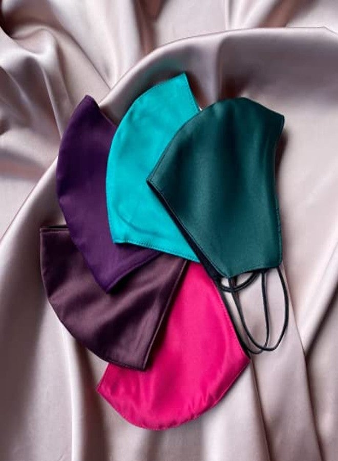 VIYANSHI Hansavani Enterprise Silk-Satin Multicolor Face Mask, Soft Elastic Face Mask For Women And Men,Girls (A8) - Image 2
